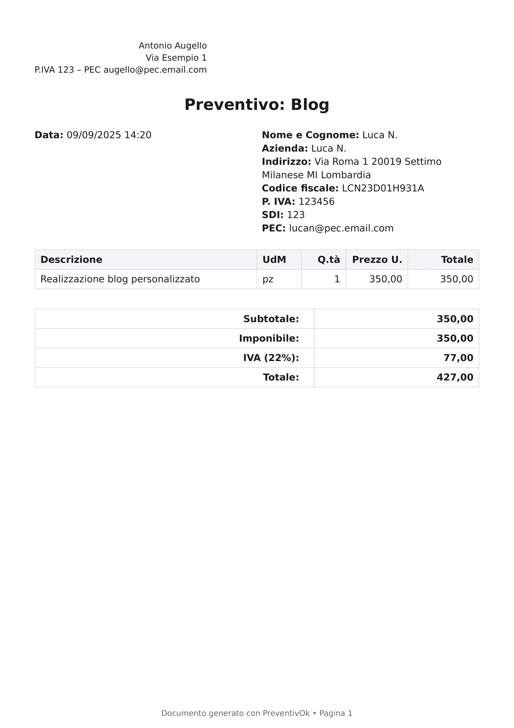 PreventivOk - Preview preventivo